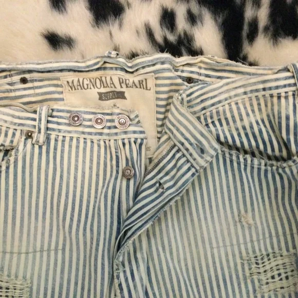 Magnolia Pearl Railroad Stripe Distressed Jeans - Picture 3 of 6